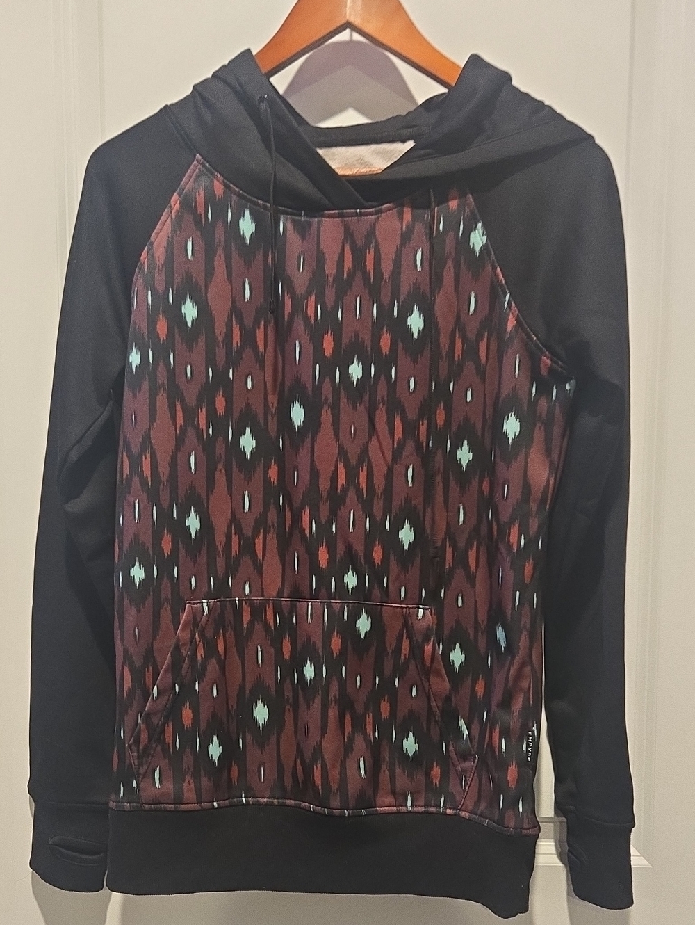 Empyre Zip-Up Hoodie in Burgundy and Black Trim